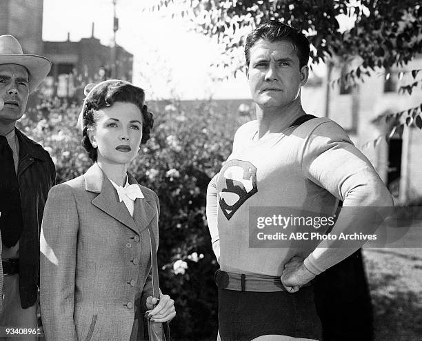 Phyllis Coates as "Lois Lane" and George Reeves stars as "Superman"