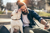 Man and dog in the park