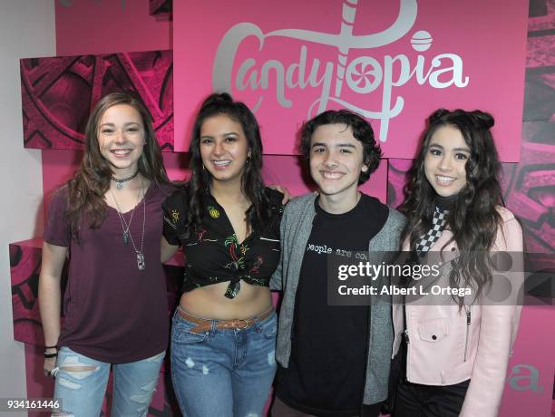 Julianne Collins, Amber Romero, Hunter Payton and Ciara A. Wilson at Talent Day At Candytopia held at Santa Monica Place on March 18, 2018 in Santa...