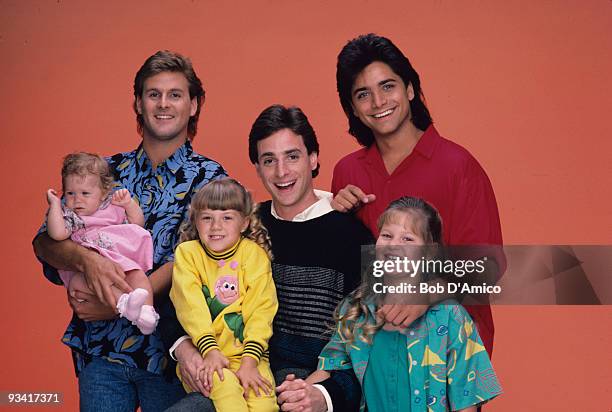 Our Very First Show" - Pilot - Season One - Cast gallery - 9/22/87, Bob Saget played widower Danny Tanner, the father of three girls, from left:...