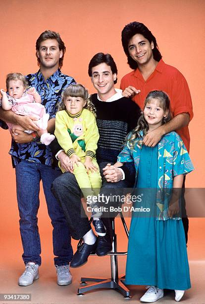 Our Very First Show" - Pilot - Season One - Cast gallery - 9/22/87, Bob Saget played widower Danny Tanner, the father of three girls, from left:...