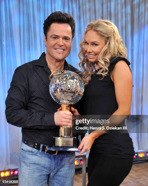 Entertainer Donny Osmond and Kym Johnson visit ABC's "Good Morning America" at ABC Studios on November 25, 2009 in New York City.