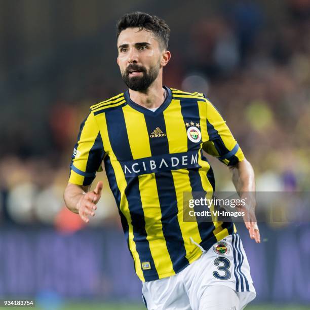 Hasan Ali Kaldirim of Fenerbahce SK during the Turkish Spor Toto Super Lig match Fenerbahce AS and Galatasaray AS at the Sukru Saracoglu Stadium on...