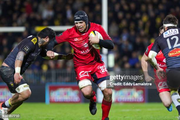 Francois Van Der Merwe of Lyon during the Top 14 match between La Rochelle and Lyon at Stade Marcel Deflandre on March 17, 2018 in La Rochelle,...