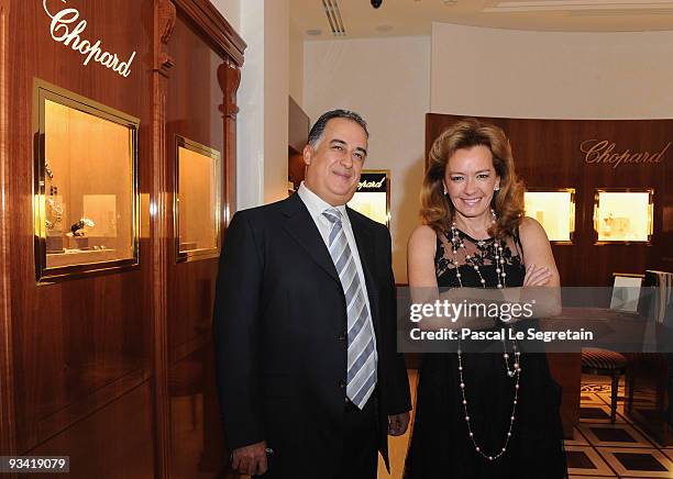 Lotfi Sefrioui and Caroline Scheufele attend Chopard Flagship Boutique Launch in Hotel La Mamounia at Hotel La Mamounia on November 25, 2009 in...