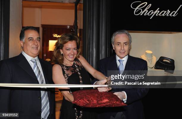 Lotfi Sefrioui , Caroline Scheufele and Opera Singer Jose Carreras attend Chopard Flagship Boutique Launch in Hotel La Mamounia at Hotel La Mamounia...