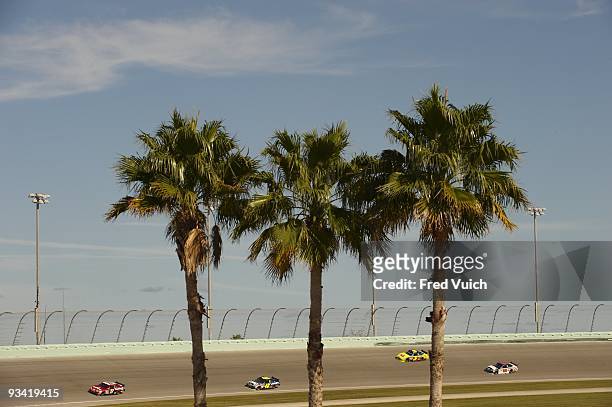 Ford 400: Jimmie Johnson , David Gilliland , Mark Martin and Dale Earnhardt Jr. In action during Saturday practice at Miami Speedway. Homestead, FL...