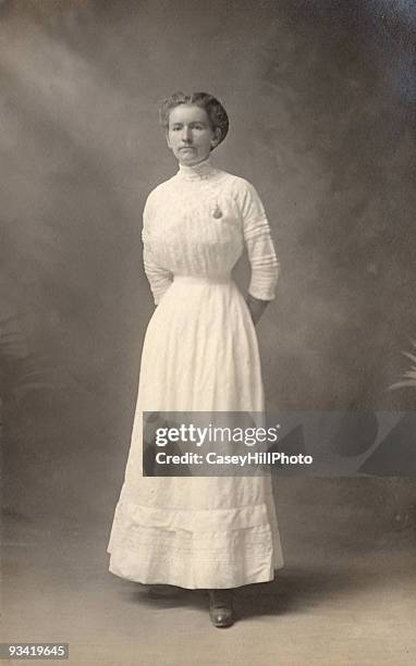 woman in white dress, 1908 - antique brooch stock pictures, royalty-free photos & images