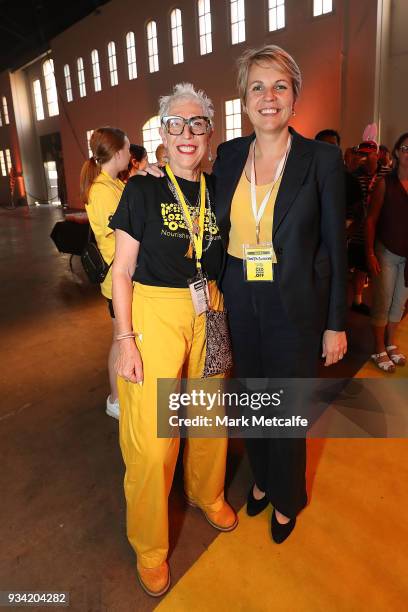 Ronni Kahn CEO and founder of OzHarvest poses with Deputy Leader of the Opposition Tanya Plibersek during the Oz Harvest CEO Cookoff on March 19,...