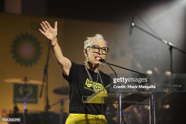 Ronni Kahn CEO and founder of OzHarvest speaks on stage during the Oz Harvest CEO Cookoff on March 19, 2018 in Sydney, Australia.