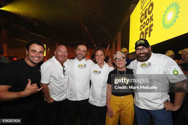 Ronni Kahn CEO and founder of OzHarvest poses with Chefs during the Oz Harvest CEO Cookoff on March 19, 2018 in Sydney, Australia.