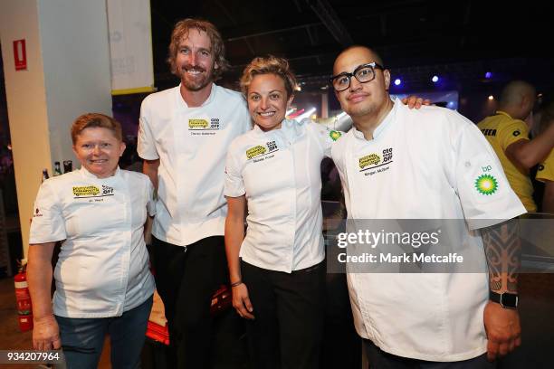 Chefs pose during the Oz Harvest CEO Cookoff on March 19, 2018 in Sydney, Australia.