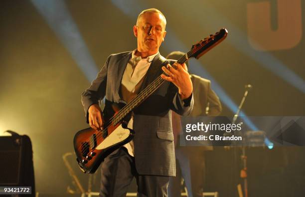 Horace Panter of The Specials performs on stage at Hammersmith Apollo on November 25, 2009 in London, England.