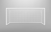 Football soccer goal realistic sports equipment. Football goal with shadow. isolated on transparent background. Vector illustration.