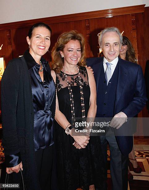 Caroline Scheufele , opera singer Jose Carreras and his wife attend Chopard Flagship Boutique Launch at Hotel La Mamounia on November 25, 2009 in...