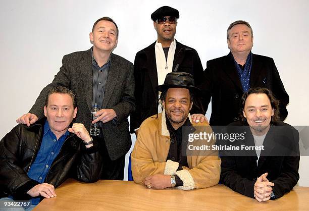 Astro, James Brown, Duncan Campbell, Robin Campbell, Brian Travers and Earl Falconer of UB40 attend an album signing at HMV on November 25, 2009 in...