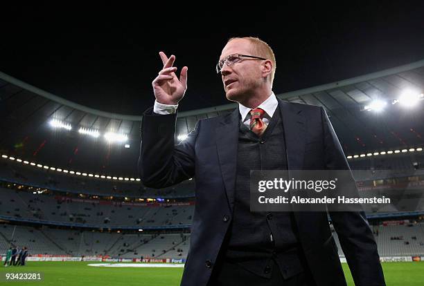 Matthias Sammer seen prior to the UEFA Champions League Group A match between FC Bayern Muenchen and Maccabi Haifa at Allianz Arena on November 25,...