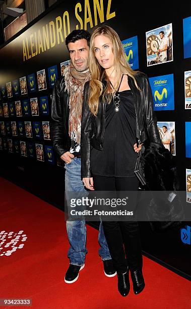 Former football player Luis Figo and model Helen Svedin attend the Alejandro Sanz concert, at the Compac Gran Via Theatre on November 25, 2009 in...
