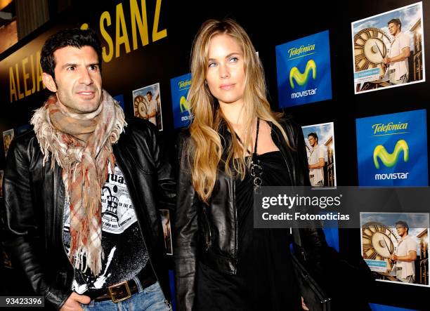 Former football player Luis Figo and model Helen Svedin attend the Alejandro Sanz concert, at the Compac Gran Via Theatre on November 25, 2009 in...