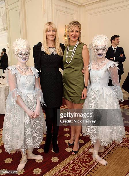Claudia Schiffer and Nadja Swarovski attend an event to switch on Swarovski's five metre Crystal Snowflake designed by Ingo Maurer at Mandarin...