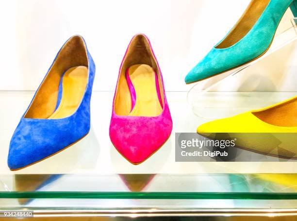 color variations of women’s suede shoes - suede shoe stock pictures, royalty-free photos & images