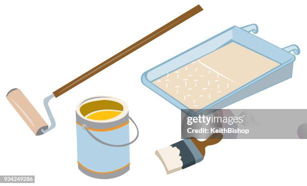 painting equipment or supplies - paint tray stock illustrations