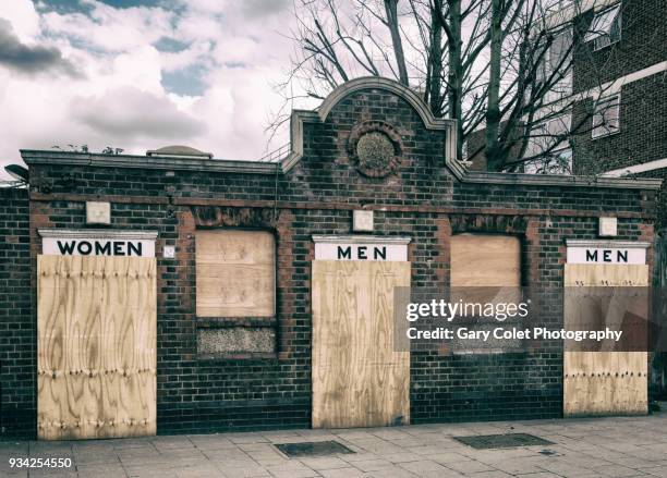 disused public toilets / restrooms - bias stock pictures, royalty-free photos & images