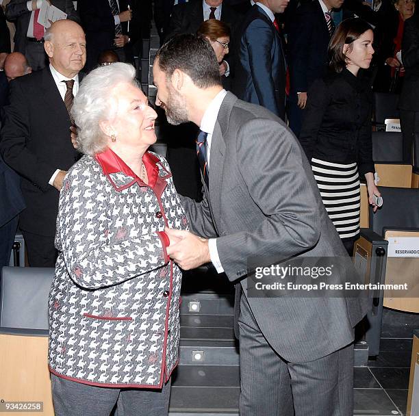 Spain's Prince Felipe and Pilar de Borbon attend the 40th anniversary of 'Spanish Olympic Academy' on November 25, 2009 in Madrid, Spain.