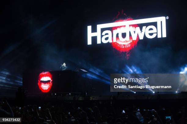 Hardwell performs during the first day of Lollapalooza Buenos Aires 2018 at Hipodromo de San Isidro on March 16, 2018 in Buenos Aires, Argentina.