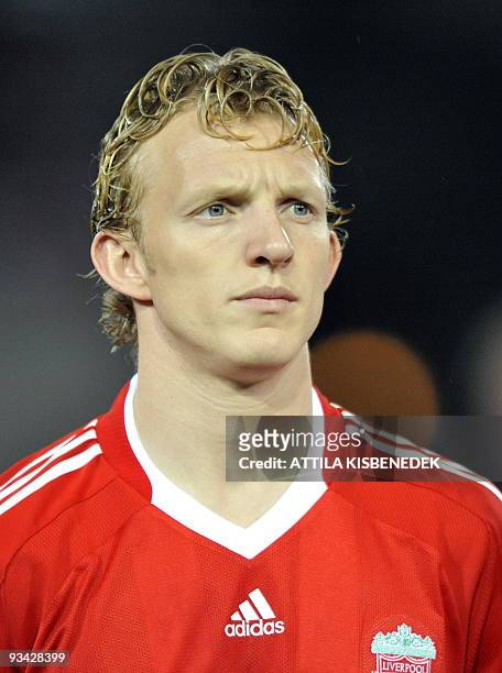 Liverpool's Dirk Kuyt is seen in the Puskas stadium of Budapest on November 24, 2009 prior to the UEFA Champions League football match against...