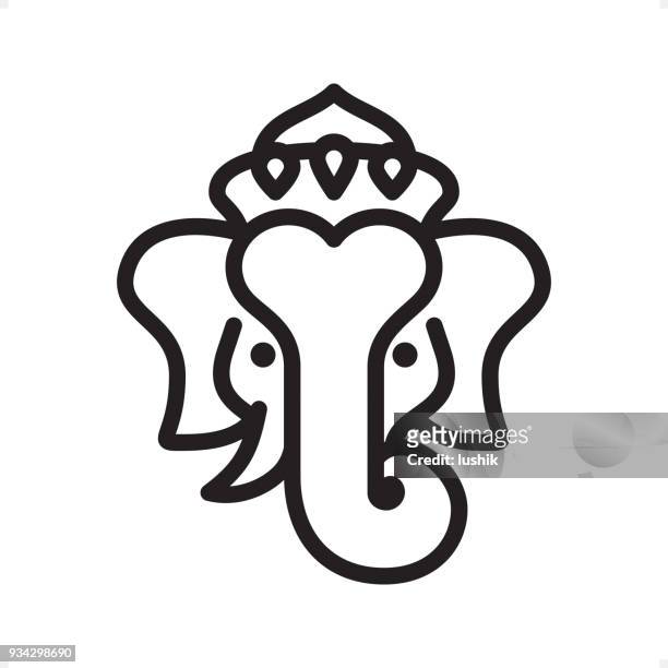 stockillustraties, clipart, cartoons en iconen met ganesha - overzicht icon - pixel perfect - animal trunk