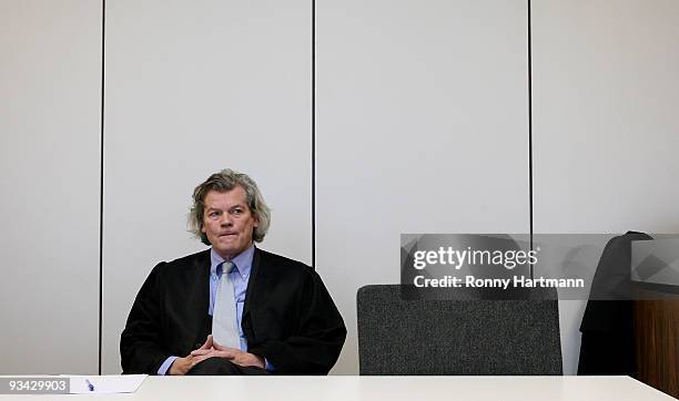 Lawyer of Prince Ernst August of Hanover Hans Wolfgang Euler looks on at the county court of Hildesheim on November 2009 in Hildesheim, Germany. In...