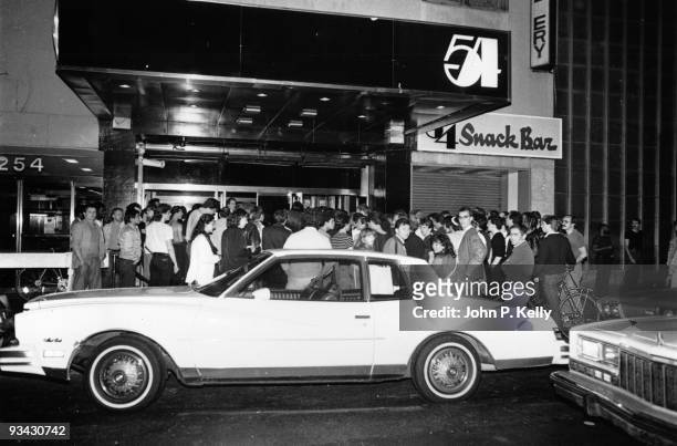 The entrance to the Studio 54 nightclub in New York City, circa 1975.