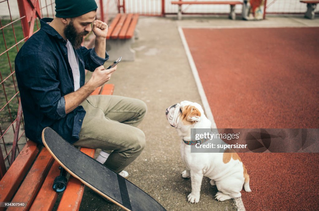 Man and dog in the park