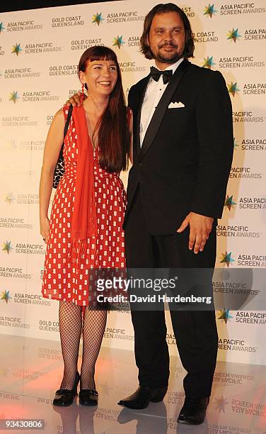 Melanie Coombs and Warrick Thornton arrive at the Asia Pacific Screen Awards 2009 at the Gold Coast Convention and Exhibition Centre on November 26,...