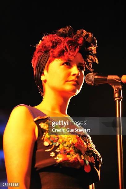 Stine Bramsen of Alphabeat performs on stage as part of Mencap's Little Sound Sessions at the Union Chapel on November 17, 2009 in London, England.