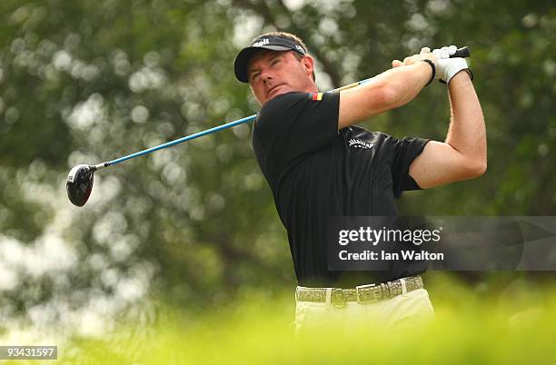 Alex Cejka of Germany in action during the Fourball on the first day of the Omega Mission Hills World Cup on the Olazabal course on November 26, 2009...