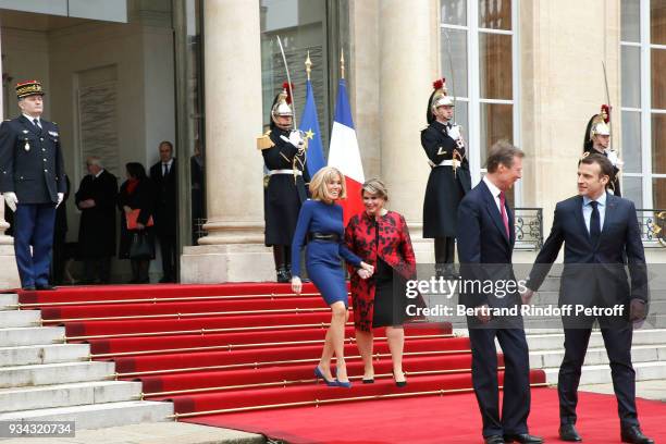 French President Emmanuel Macron, his wife Brigitte Macron, LL.AA.RR. Grand-Duc Henri and Grande-Duchesse Maria Teresa of Luxembourg attend LL.AA.RR....