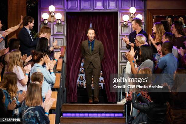 Walton Goggins greets the audience during "The Late Late Show with James Corden," Thursday, March 15, 2018 On The CBS Television Network.