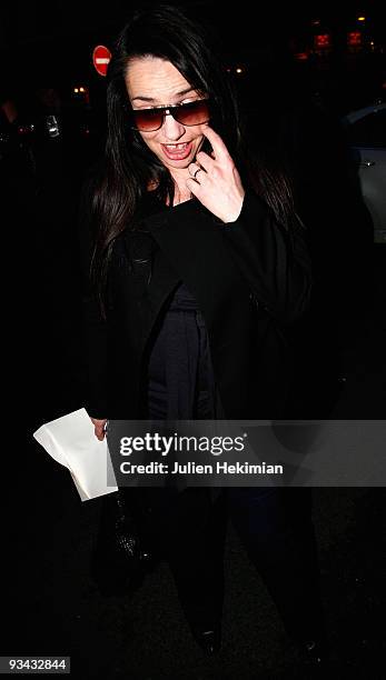 Beatrice Dalle attends the Givenchy Ready-to-Wear A/W 2009 fashion show during Paris Fashion Week at Carreau du Temple on March 8, 2009 in Paris,...