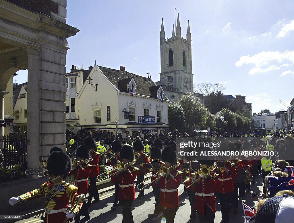 The Coldstream Guards march past The Gui