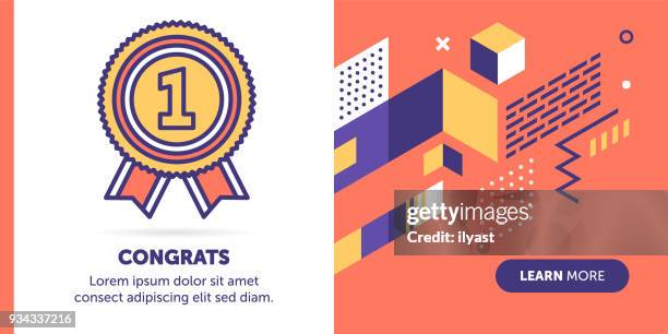 ilustrações de stock, clip art, desenhos animados e ícones de congrats banner - school award