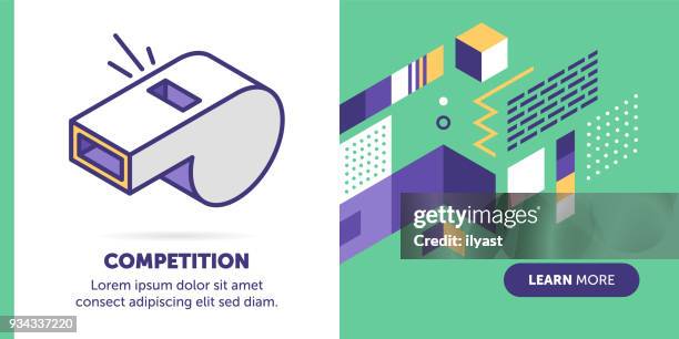 stockillustraties, clipart, cartoons en iconen met competitie banner - whistling