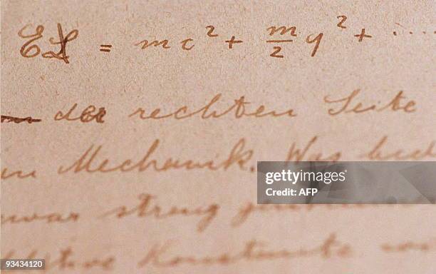 Albert Einstein's earliest surviving manuscript on the Theory of Relativity, featuring the principle of mass-energy equivalence with an algerbraic...