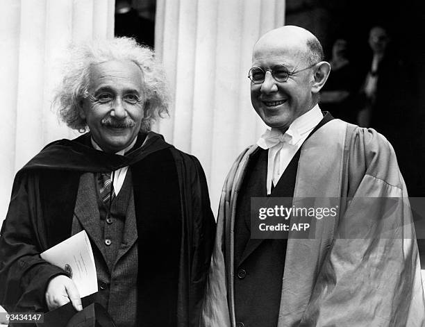 Picture taken 06 June 1938 at Princeton University of physicist Albert Einstein , author of theory of relativity and Dr. Frank Aydelotte, president...