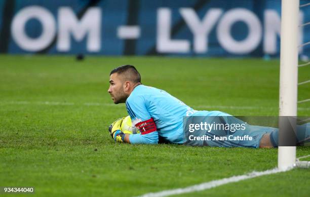 Goalkeeper of Lyon Anthony Lopes during the French Ligue 1 match between Olympique de Marseille OM and Olympique Lyonnais OL at Stade Velodrome on...