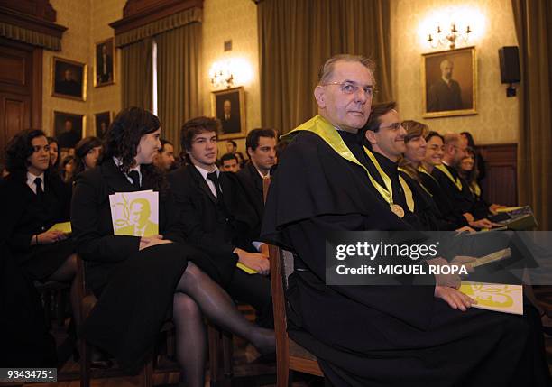 President of the International Olympic Committee Jacques Rogge sits in the Rectory of the University in Porto, on November 26 before receiving a...