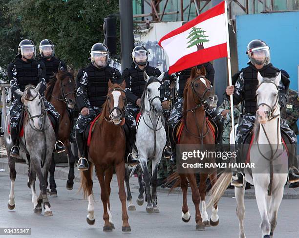 Lebanese mounted police parade during a military ceremony to mark the 66th anniversary of Lebanon's independence in Beirut on November 22, 2009....