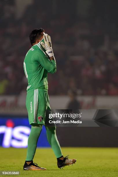 Miguel Fraga of Atlas reacts during the 12th round match between Veracruz and Atlas as part of the Torneo Clausura 2018 Liga MX at Luis 'Pirata' de...