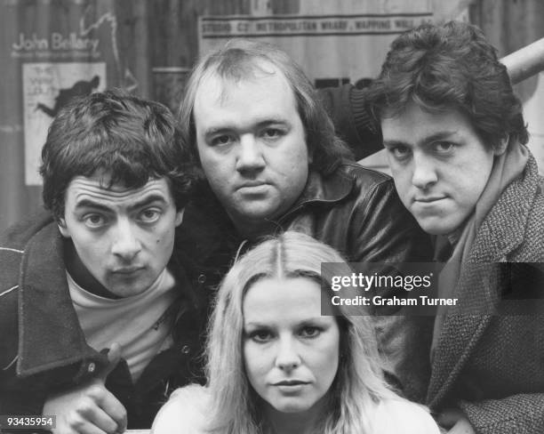 British comedians Rowan Atkinson, Mel Smith and Griff Rhys Jones with New Zealand-born comedian Pamela Stephenson , in London, 20th October 1980....